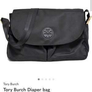 Tory Burch Black Nylon Messenger Bag with Logo Medallion